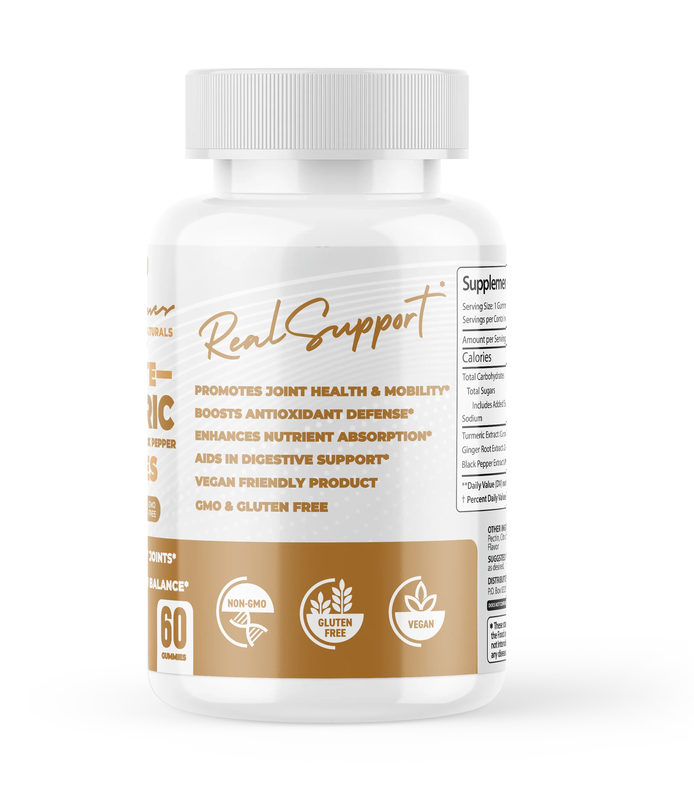 Ultimate Turmeric Gummies With Ginger Root & Black Pepper (Peach Flavor) (60 Gummies) (60 Servings) - Image 4